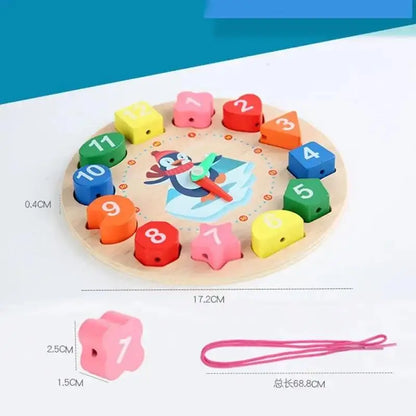 Wooden Number and Time Learning Clock Puzzle for Kids