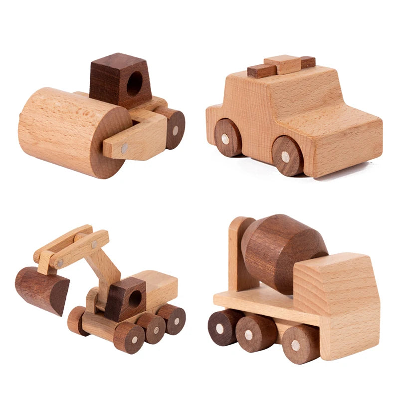 Wooden Construction Vehicle Toy Set for Kids