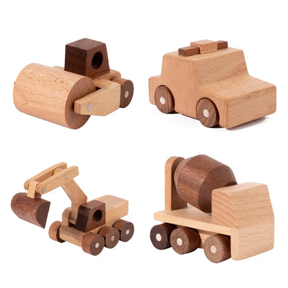 Wooden Construction Vehicle Toy Set for Kids