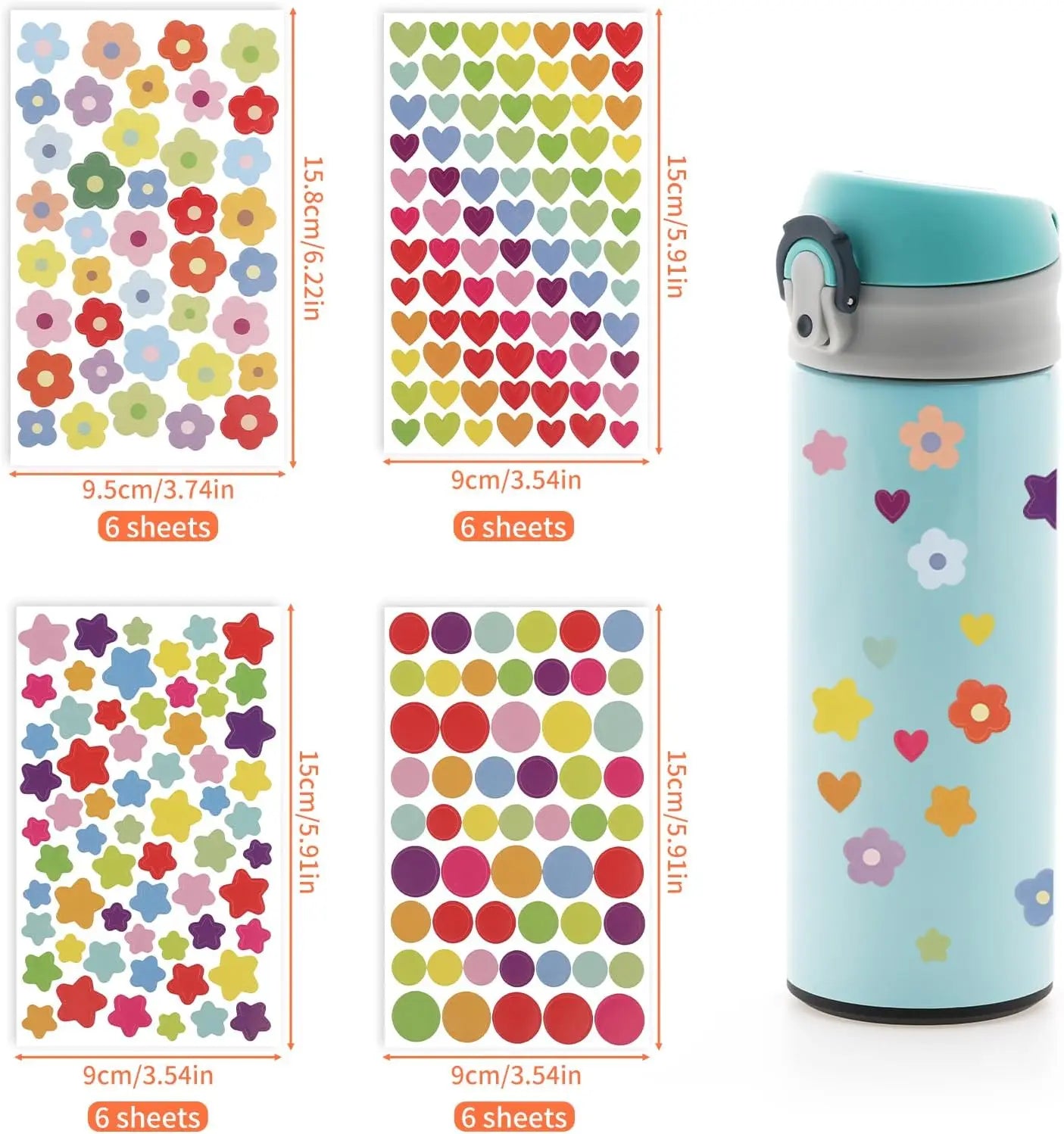 6 Sheet Colorful Craft Sticker Set for Kids