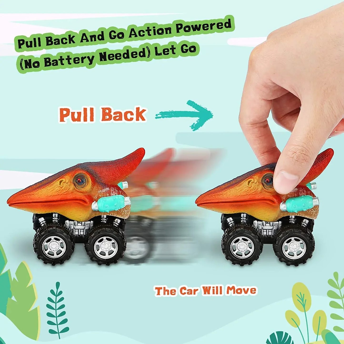 Dinosaur Pull Back Car Toy Set for Kids