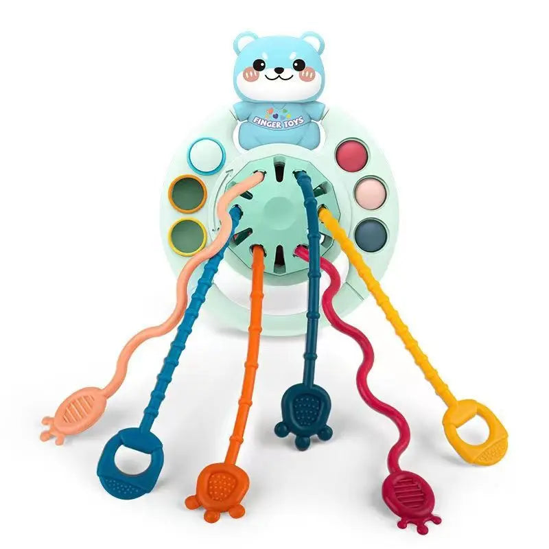 Suction Spinner and Pull-String Sensory Toy for Babies