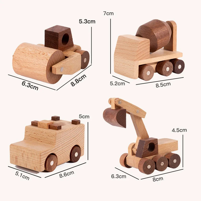 Wooden Construction Vehicle Toy Set for Kids