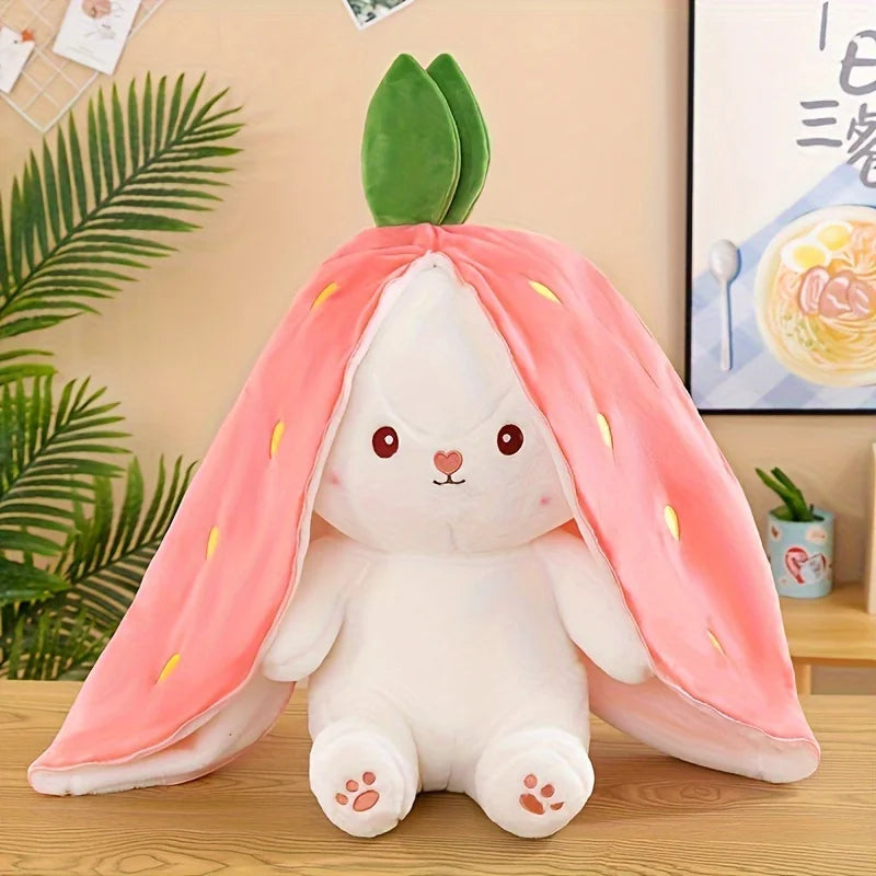 Convertible Strawberry Bunny Plush Toy