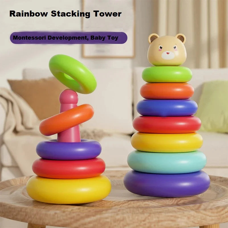 Rainbow Duck Ring Stacking Tower for Kids