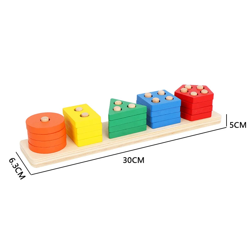 Wooden Shape Sorting and Stacking Toy for Kids