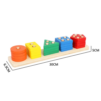 Wooden Shape Sorting and Stacking Toy for Kids