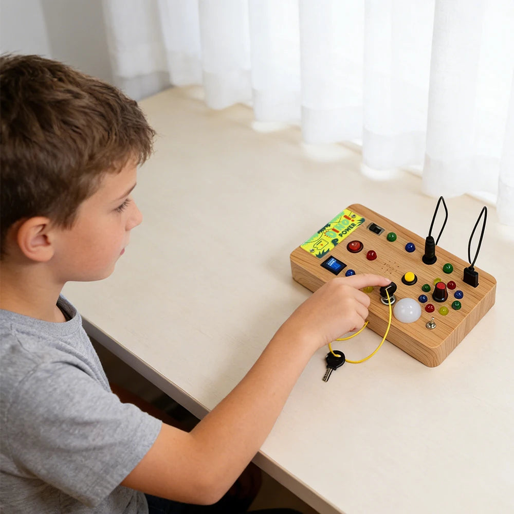 LED Switch Busy Board for Kids Ages 3 Plus