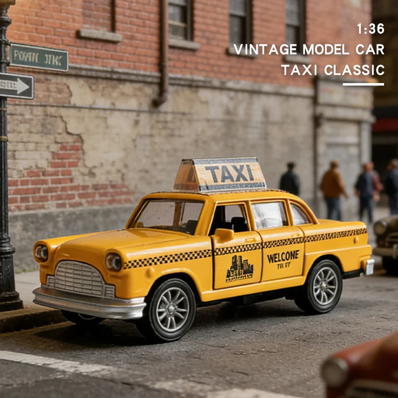 Classic Yellow Taxi Die Cast Pull Back Car