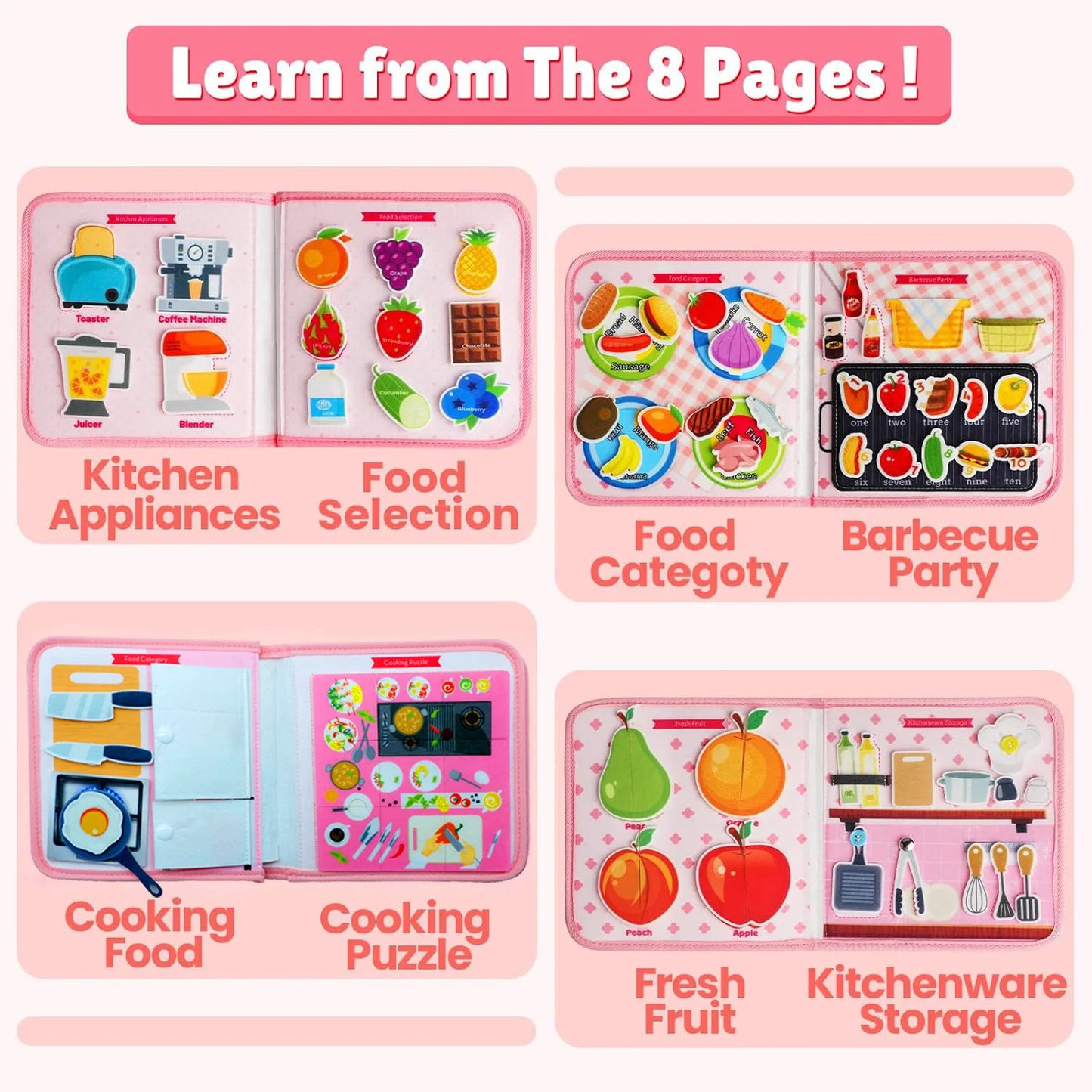 Cooking Activity Busy Book for Kids Ages 3 to 6