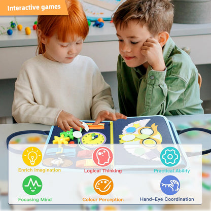 7-in-1 Montessori Busy Board for Kids Ages 3–6