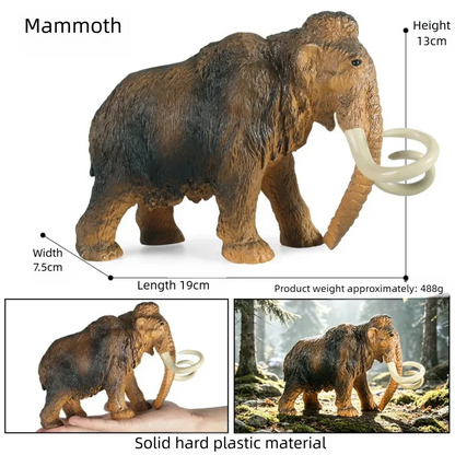 Realistic Woolly Mammoth and Elephant Animal Figure