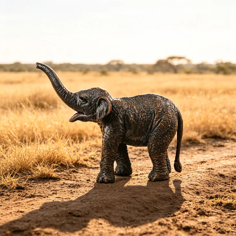 Realistic Woolly Mammoth and Elephant Animal Figure