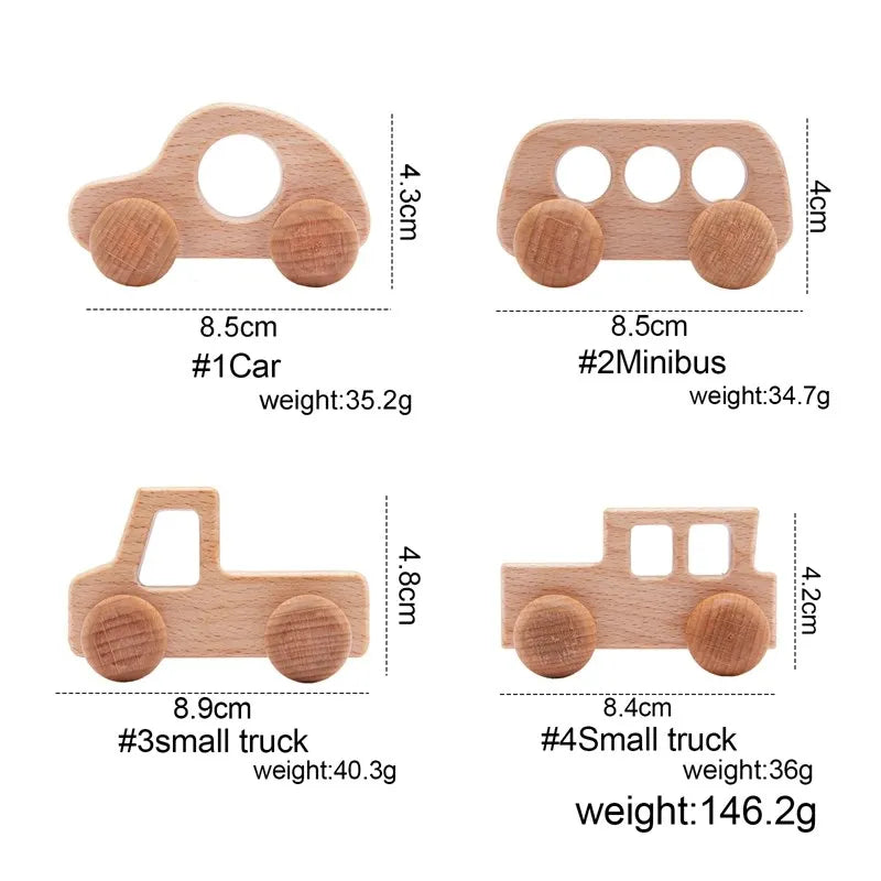 Wooden Push Along Vehicle Toy for Kids Ages 3 Plus