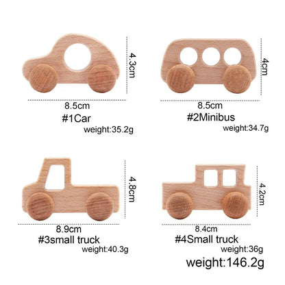 Wooden Push Along Vehicle Toy for Kids Ages 3 Plus