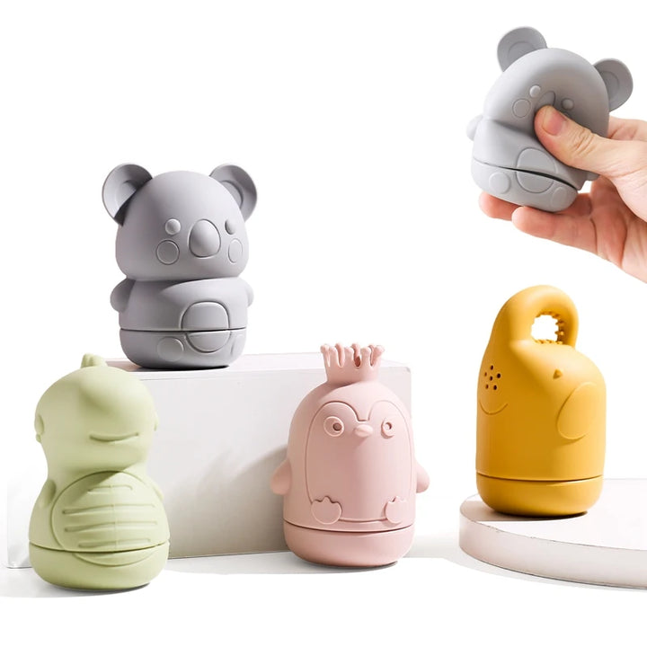Silicone Animal Water Spraying Bath Toy Set
