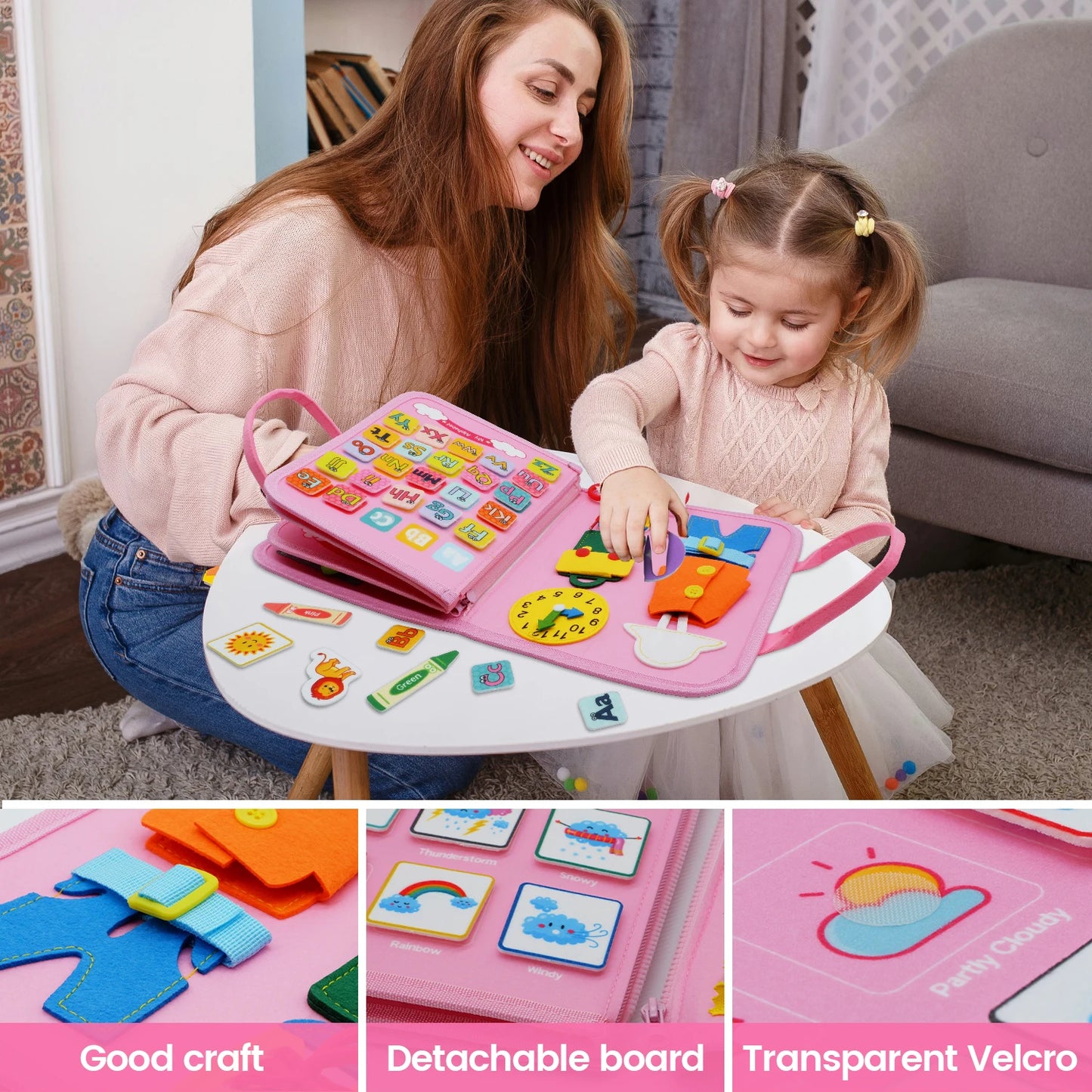 Montessori Busy Board Travel Book for Toddlers Ages 3 to 6