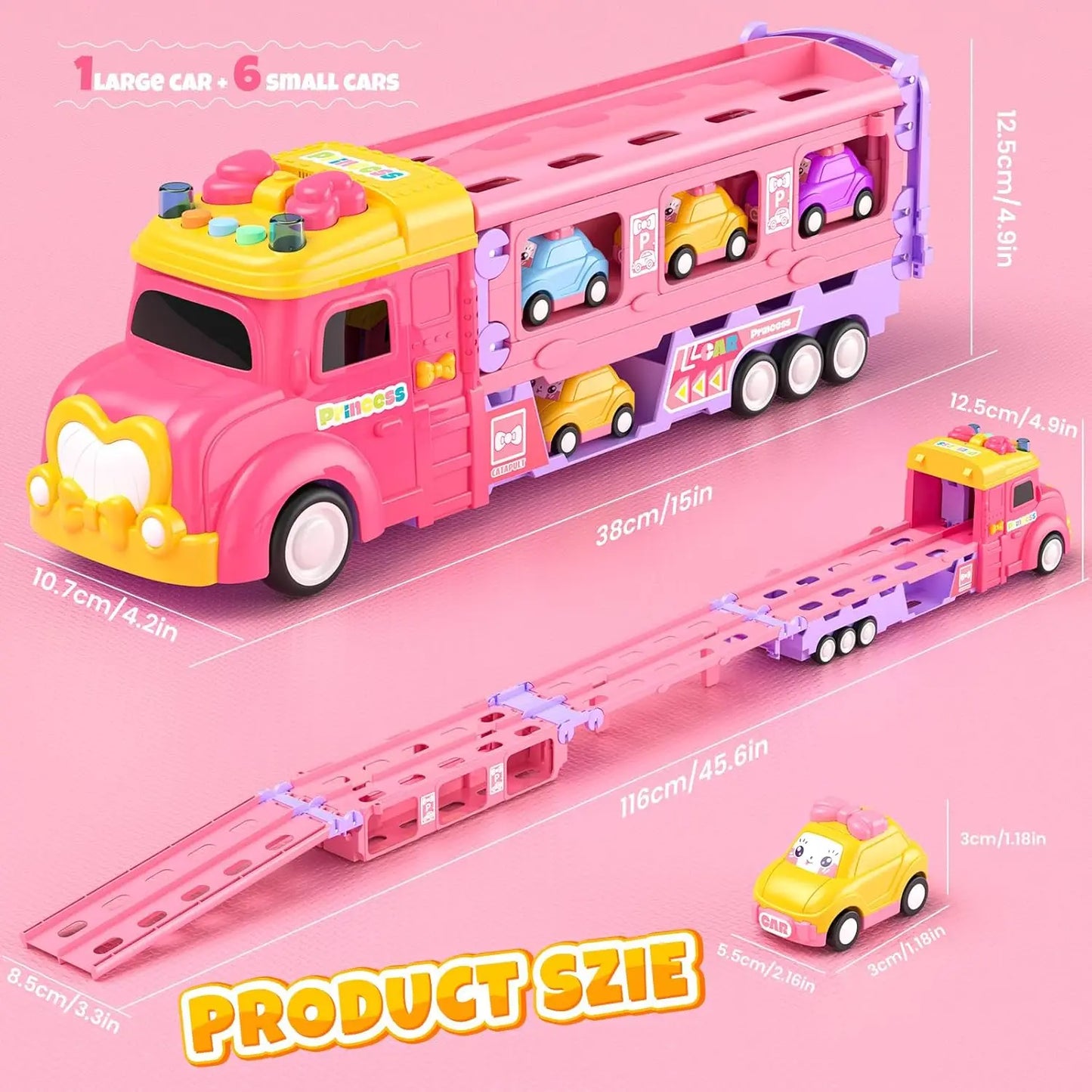 Foldable Car Carrier Race Track Set for Kids