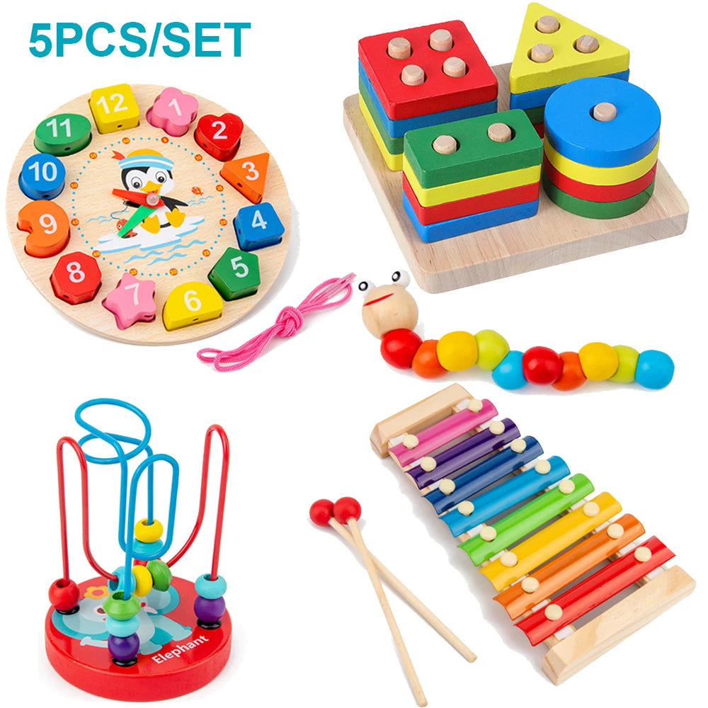 Wooden Montessori Learning Activity Toy Set for Kids