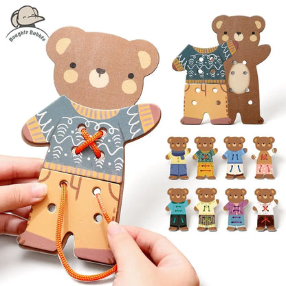 Wooden Bear Threading and Dress Up Activity Set