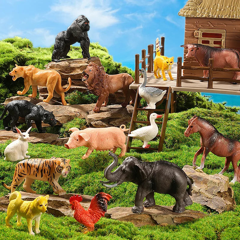 Realistic Farm and Wild Animal Figure Set