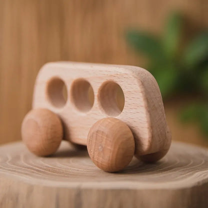 Wooden Push Along Vehicle Toy for Kids Ages 3 Plus