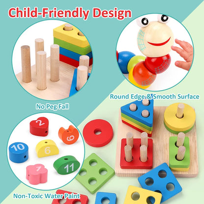 Wooden Montessori Learning Activity Toy Set for Kids