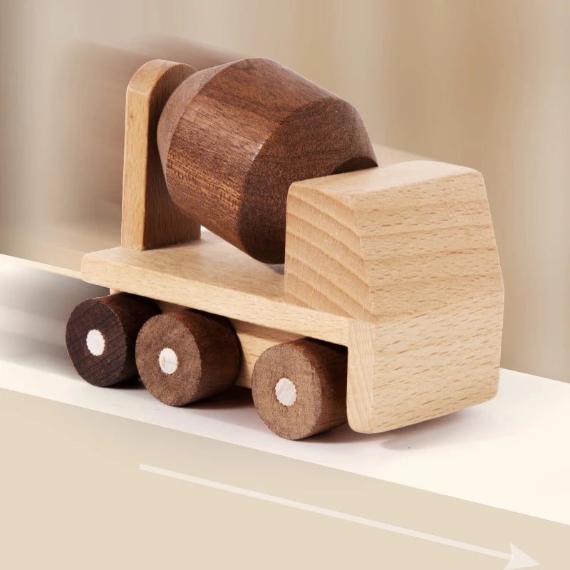 Wooden Construction Vehicle Toy Set for Kids