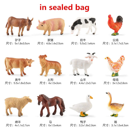 12 Piece Farm and Poultry Animal Figure Set
