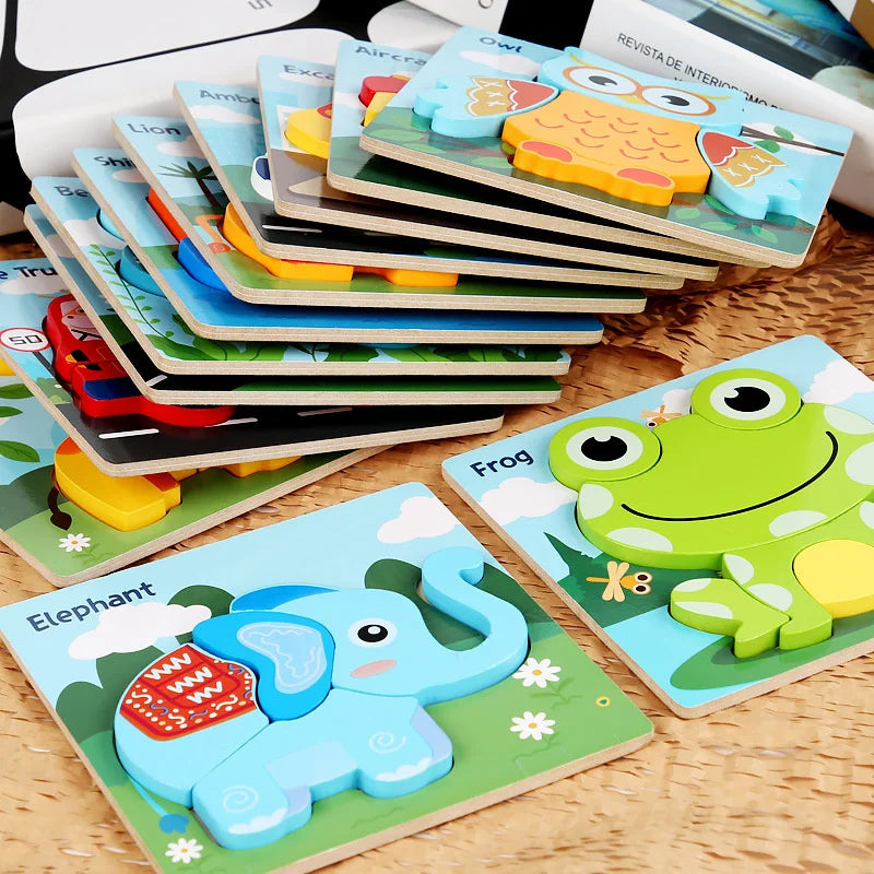 Wooden Animal and Vehicle Chunky Puzzle for Kids
