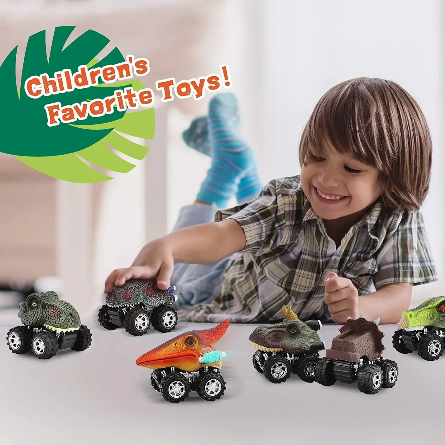 Dinosaur Pull Back Car Toy Set for Kids