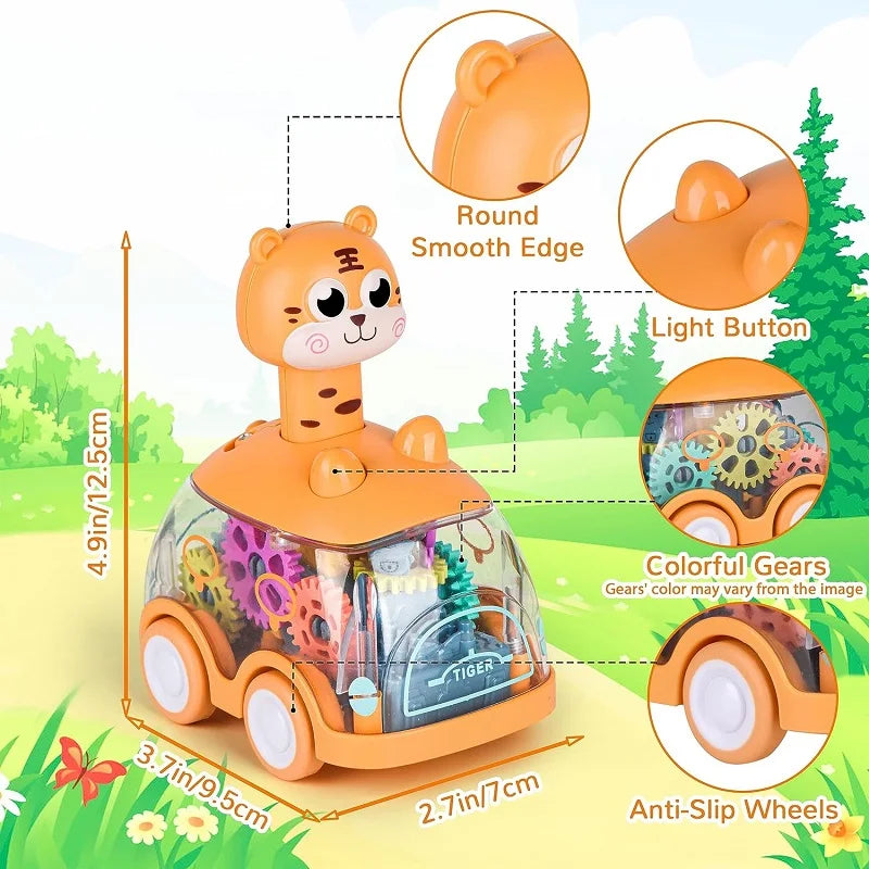 Light Up Press and Go Animal Car Toy