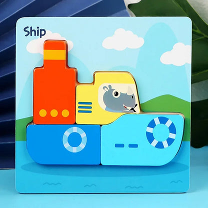 Wooden Animal and Vehicle Chunky Puzzle for Kids