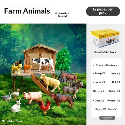 Realistic Farm and Wild Animal Figure Set