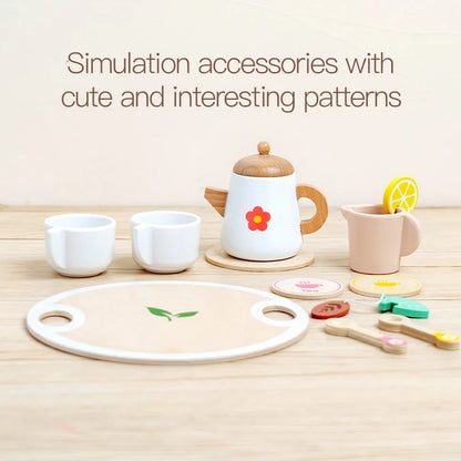 Wooden Pretend-Play Tea Set for Kids Ages 3+