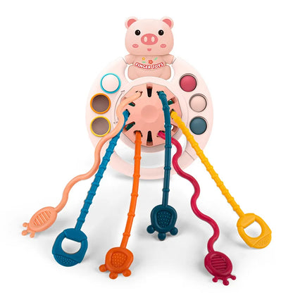 Suction Spinner and Pull-String Sensory Toy for Babies