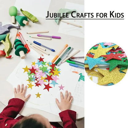 70 Piece Glitter Foam Star Sticker Set for Kids Crafts
