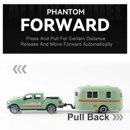 Pickup Truck and Caravan Pull Back Toy Set