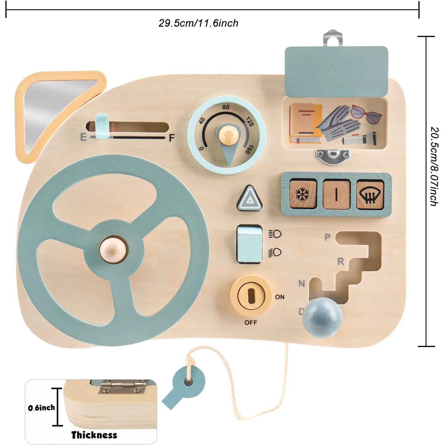 Wooden Steering Wheel Busy Board for Kids Ages 3 to 6