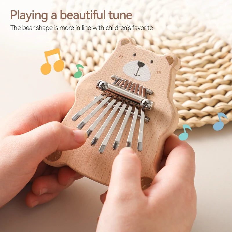Wooden Bear Thumb Piano Musical Toy for Kids