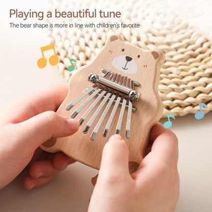 Wooden Bear Thumb Piano Musical Toy for Kids
