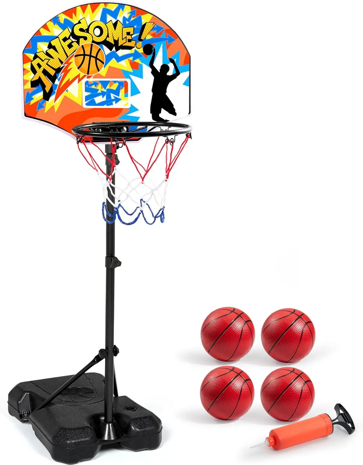 Adjustable Basketball Hoop Set for Kids Ages 3 to 12