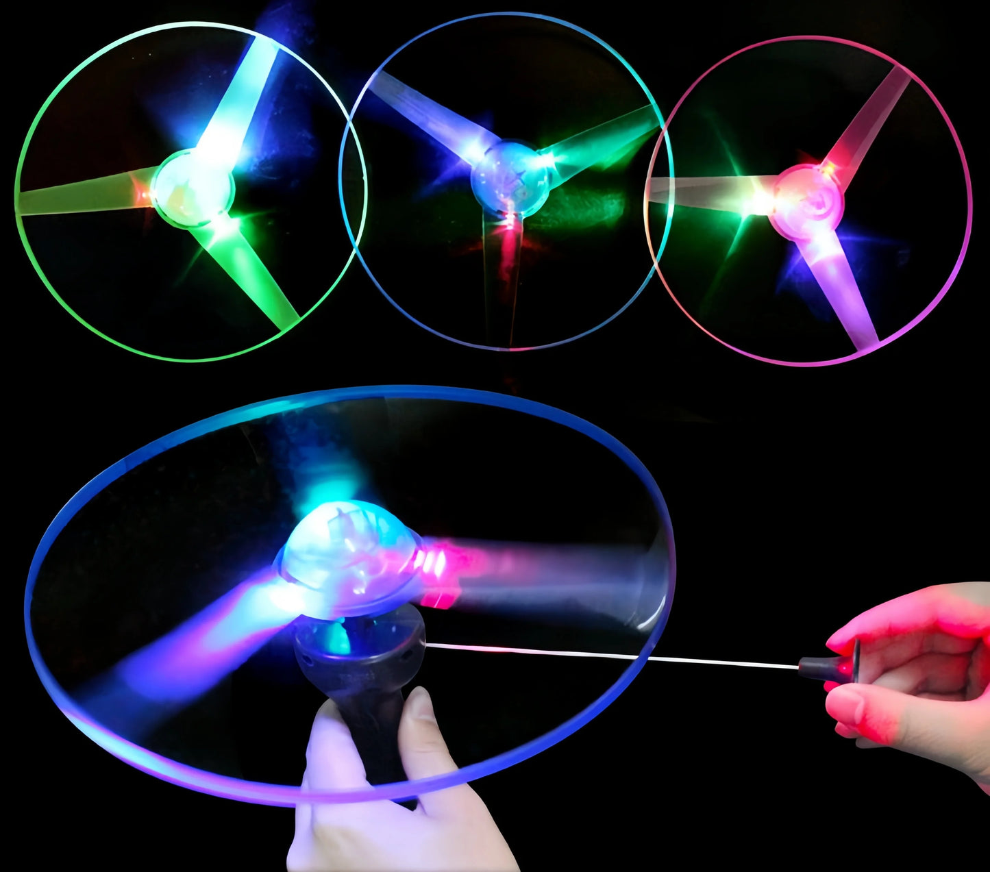 Luminous Pull String Flying Saucer Toy Set