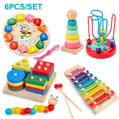 Wooden Montessori Learning Activity Toy Set for Kids