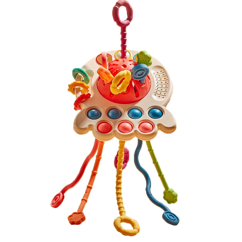 Suction Spinner and Pull-String Sensory Toy for Babies