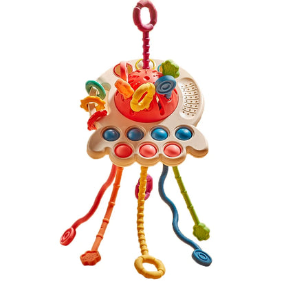 Suction Spinner and Pull-String Sensory Toy for Babies