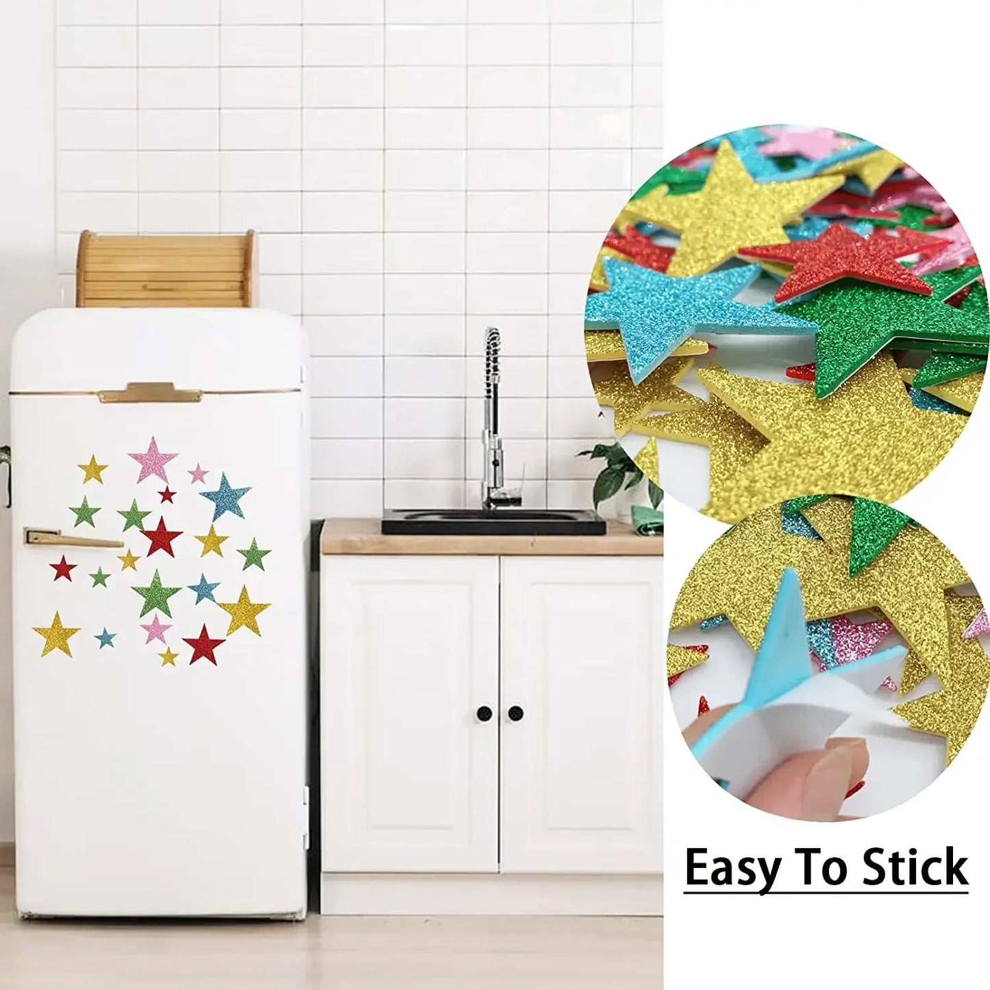 70 Piece Glitter Foam Star Sticker Set for Kids Crafts
