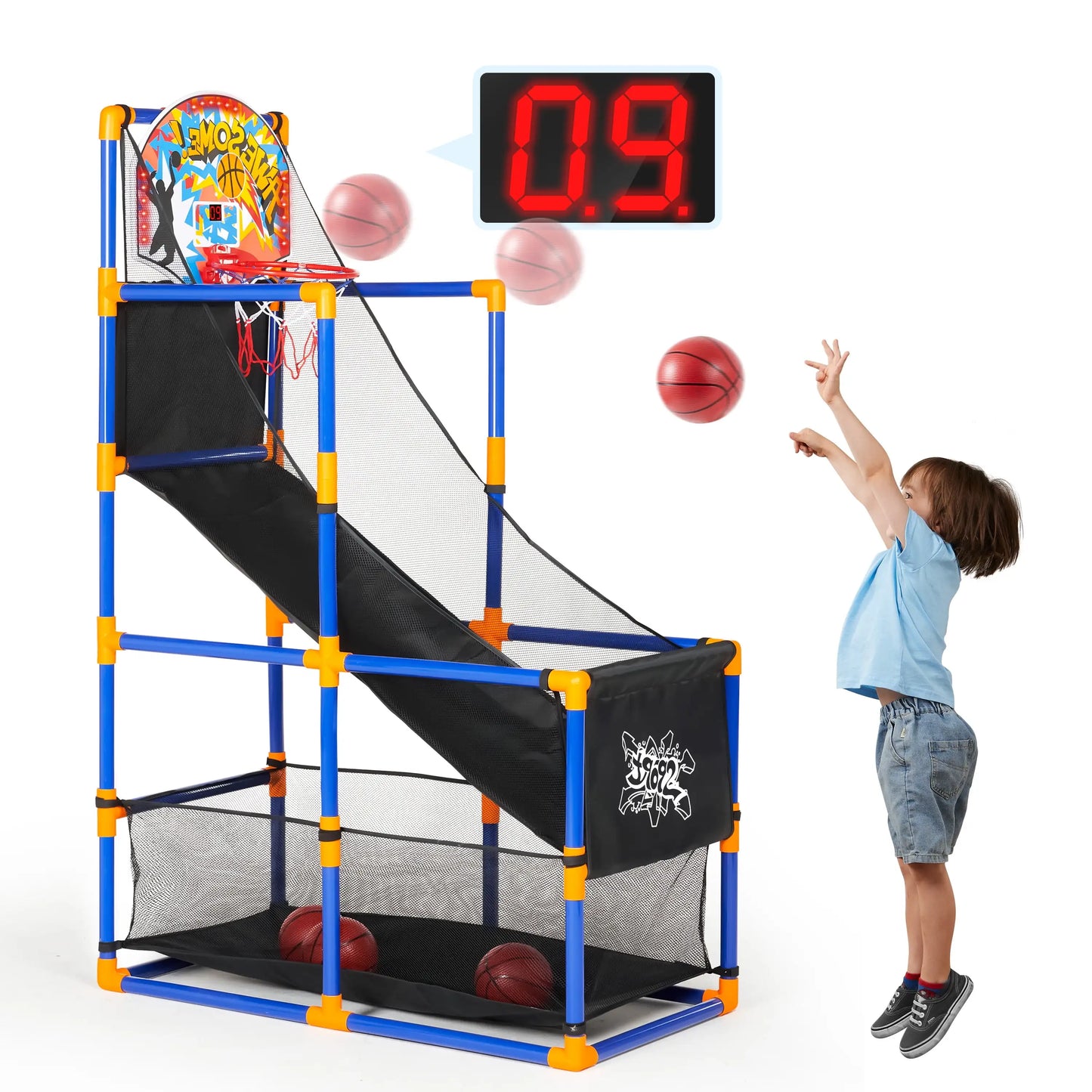 Adjustable Basketball Hoop Set for Kids Ages 3 to 12