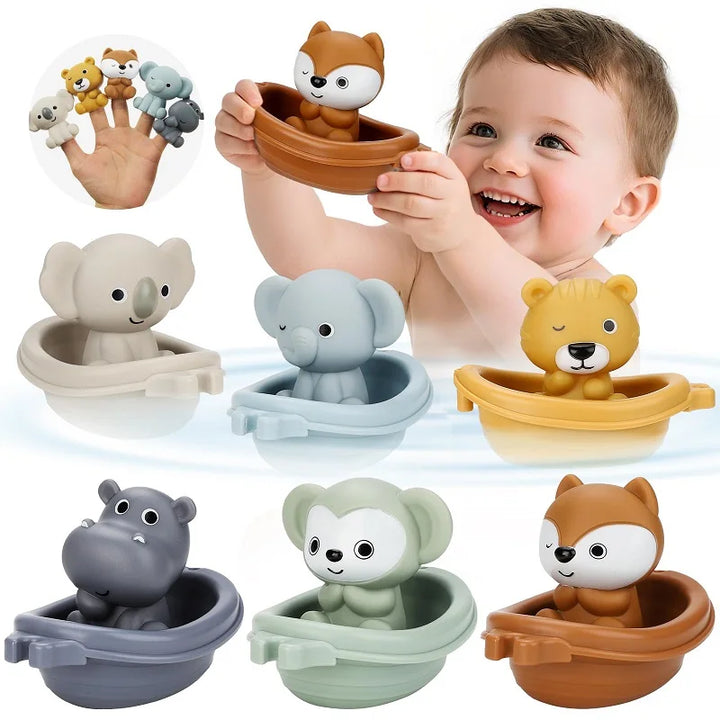 Stackable Floating Boat and Animal Bath Toy Set