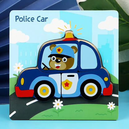 Wooden Animal and Vehicle Chunky Puzzle for Kids